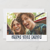 GroovyレトロQRコードフォト結婚ズ セーブザデート (正面)