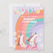 Groovyローラスケートレトロ誕生日招待状 招待状 (正面)