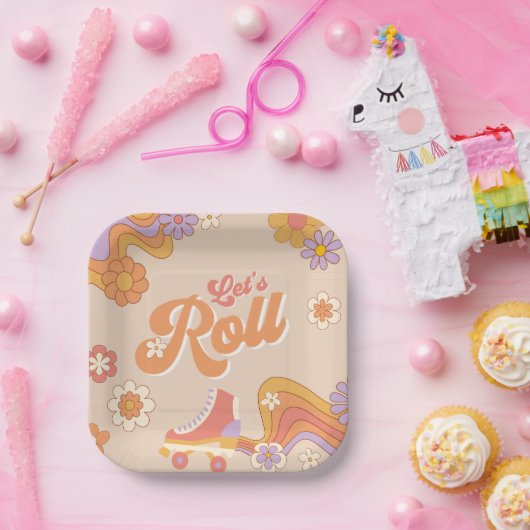 Groovyローラスケート紙プレート ペーパープレート (パーティー)