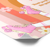 Groovyローラースケッ転がクのレトロの好意サイン ポスター (角)