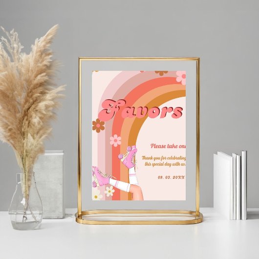 Groovyローラースケッ転がクのレトロの好意サイン ポスター