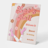 Groovyローラースケッ転がクのレトロウェルカムサイン 台座サイン (正面)