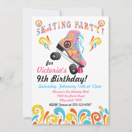 Groovyローラースケートで滑るパーティの招待状 招待状