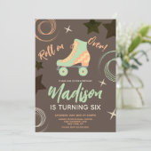 Groovyローラースケートローラースケート誕生日パーティー 招待状 (スタンド正面)