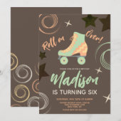 Groovyローラースケートローラースケート誕生日パーティー 招待状 (正面/裏面)