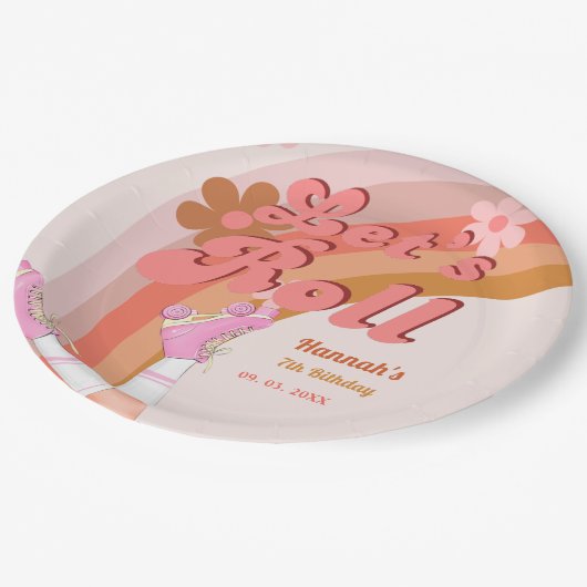 Groovyローラ転がスケート誕生日部 ペーパープレート (アングル)