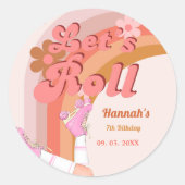 Groovyローラ転がスケート誕生日部 ラウンドシール (正面)