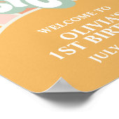 Groovyワンサンシャインファースト誕生日ウェルカムサイン ポスター (角)