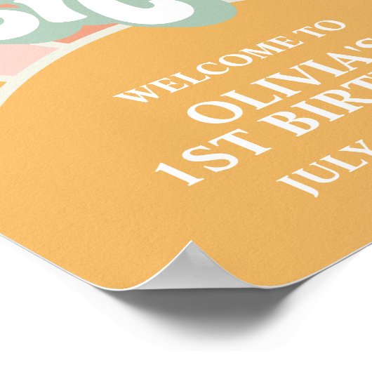 Groovyワンサンシャインファースト誕生日ウェルカムサイン ポスター (角)