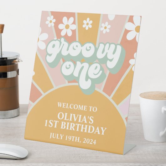 Groovyワンサンシャインファースト誕生日ウェルカムサイン 台座サイン