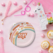 Groovyワンデイジーボホフローラレインボー1st誕生日 ペーパープレート (パーティー)