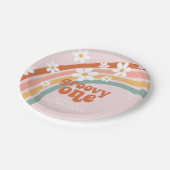 Groovyワンデイジーボホフローラレインボー1st誕生日 ペーパープレート (アングル)