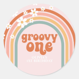 Groovyワンデイジーボホフローラレインボー1st誕生日 ラウンドシール