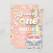 Groovyワンデイジー第1誕生日招待状 招待状 (正面/裏面)