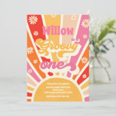 Groovyワンヒッピー1stバースデーサンシャインデイジー 招待状 (スタンド正面)