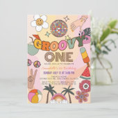 Groovyワンレトロガール1st誕生日 招待状 (スタンド正面)