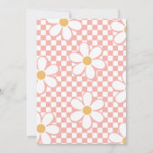 Groovyワンレトロチェックピンクデイジー招待状 招待状 (裏面)