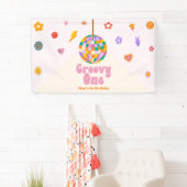 Groovyワンレトロディスコボール1st誕生日パーティー 横断幕 (インサイチュ)