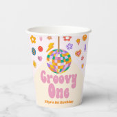 Groovyワンレトロディスコボール1st誕生日パーティー 紙コップ (裏面)