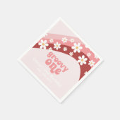 Groovyワンレトロデイジーボホフローラ最初の誕生日 スタンダードカクテルナプキン (角)