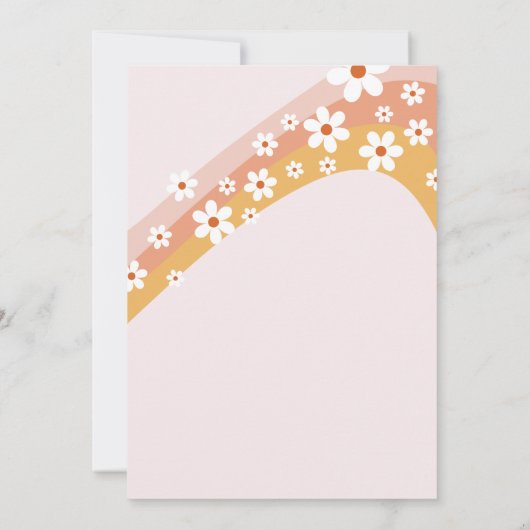 Groovyワンレトロデイジーボホフローラ最初の誕生日 招待状 (裏面)