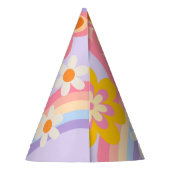 Groovyワンレトロレインボー1st誕生日パーティーハット パーティーハット (裏面)