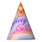 Groovyワンレトロレインボー1st誕生日パーティーハット パーティーハット (正面)