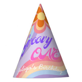 Groovyワンレトロレインボー1st誕生日パーティーハット パーティーハット