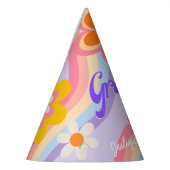 Groovyワンレトロレインボー1st誕生日パーティーハット パーティーハット (左)