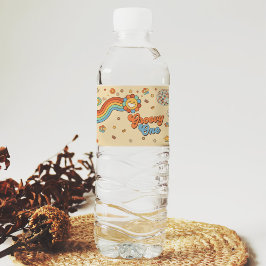 Groovyワンレトロレインボー1st誕生日パーティー ペットボトルラベル