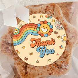 Groovyワンレトロレインボー1st誕生日パーティー ラウンドシール