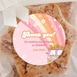 Groovyワンレトロレインボー1st誕生日 ラウンドシール