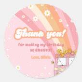 Groovyワンレトロレインボー1st誕生日 ラウンドシール (正面)