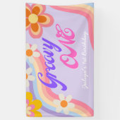 Groovyワンレトロレインボー1st誕生日 横断幕 (縦)