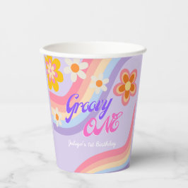 Groovyワンレトロレインボー1st誕生日 紙コップ