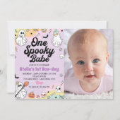 Groovyワン不気味幽霊1st誕生日招待状 招待状 (正面)