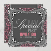 Groovyヴィンテージダマスク特殊パーティの招待状 招待状 (正面/裏面)