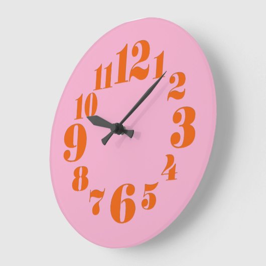 Groovyヴィンテージ/レトロ1970sオレンジとピンク ラージ壁時計 (傾斜)