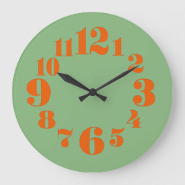 Groovyヴィンテージ/レトロ1970sオレンジと緑 ラージ壁時計