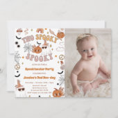 Groovy不気味 Halloweenかわいい誕生日の写真2 招待状 (正面)