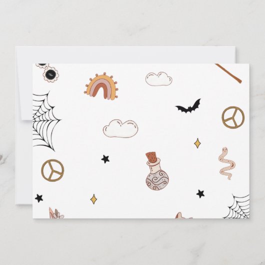 Groovy不気味 Halloweenかわいい誕生日の写真2 招待状 (裏面)