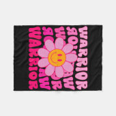 Groovy乳癌の戦士の花ピンクのリボン フリースブランケット (正面(横))