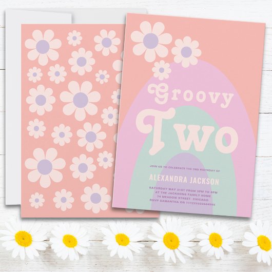 Groovy二デイジーアーチ2nd誕生日パーティー 招待状