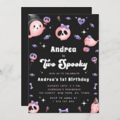 Groovy二不気味&ピンク幽霊女の子2nd誕生日 招待状 (正面/裏面)