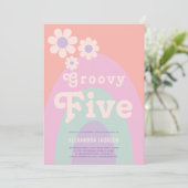 Groovy五レトロレインボーフローラ誕生日パーティー 招待状 (スタンド正面)