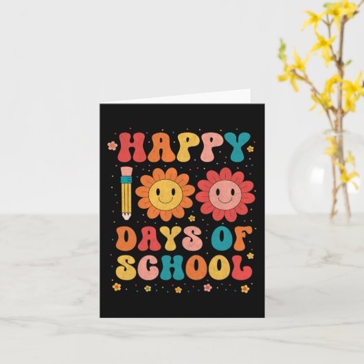 Groovy先生学生100th Day Of School Happy 1 カード (黄色い花)