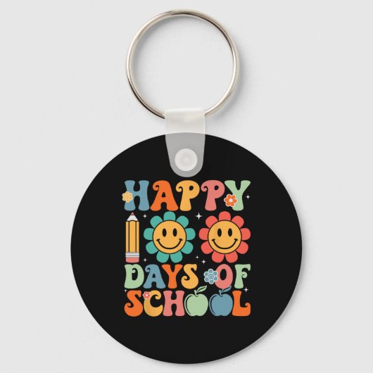 Groovy先生学生100th Day Of School Happy 1 キーホルダー (正面)
