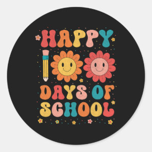 Groovy先生学生100th Day Of School Happy 1 ラウンドシール