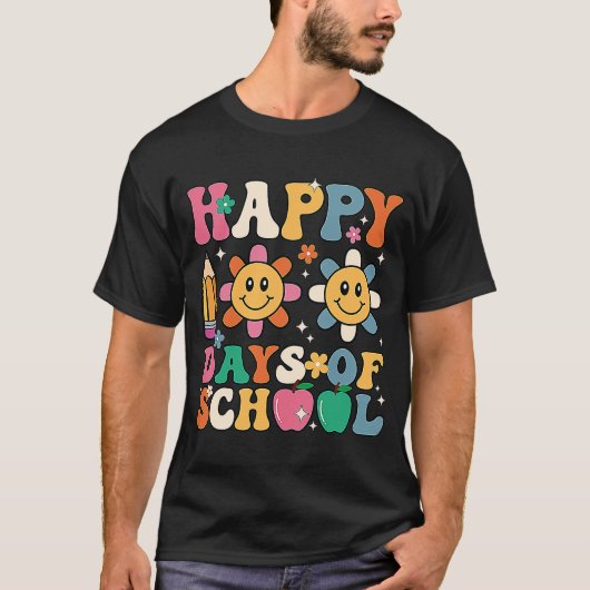 Groovy先生学生100th Day Of School Happy 1 Tシャツ (正面)