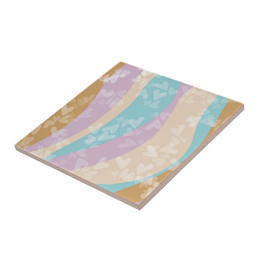 Groovy大理石スワーズパステルハートスタンプ タイル (側面)